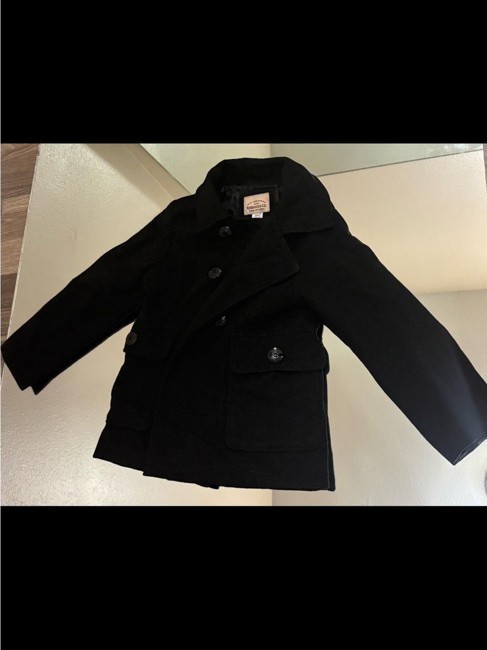 Girls Size 6 Roebuck & Co. Black Peacoat